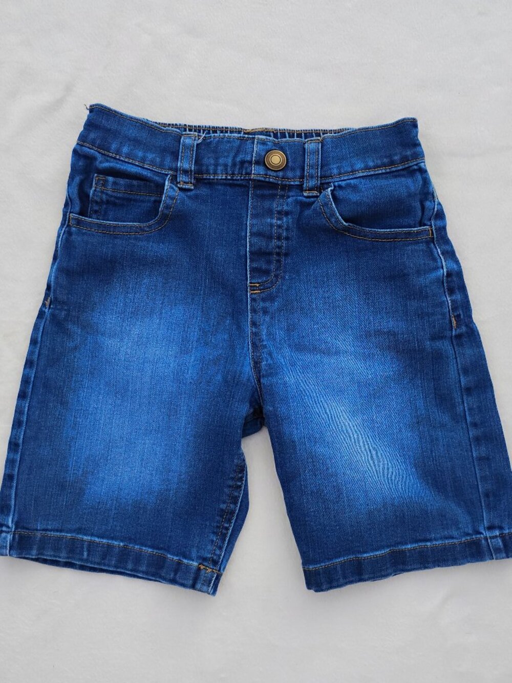 BOY'S 6 BLUE DENIM SHORTS PULL ON STRETCH WAIST SUMMER PLAY CLOTHES REAL POCKETS